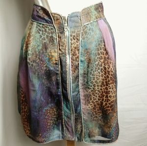Twelve by Twelve animal print zipfront lined skirt